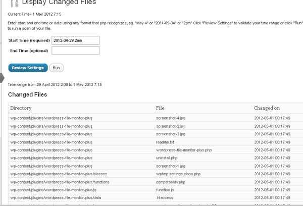 мониторинг изменений файлов WordPress